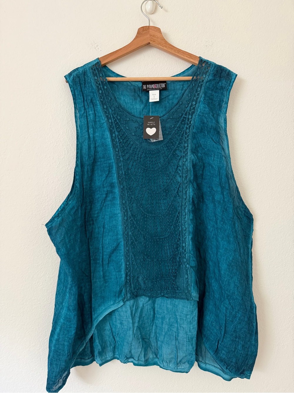The Pyramid Collection NWT Crochet Tie Dye Lagenlook Sleeveless Tank Top Size 3X
